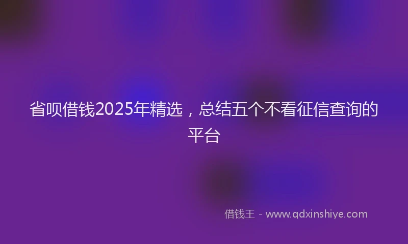省呗借钱2025年精选，总结五个不看征信查询的平台