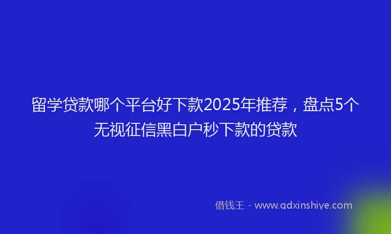 留学贷款哪个平台好下款2025年推荐，盘点5个无视征信黑白户秒下款的贷款