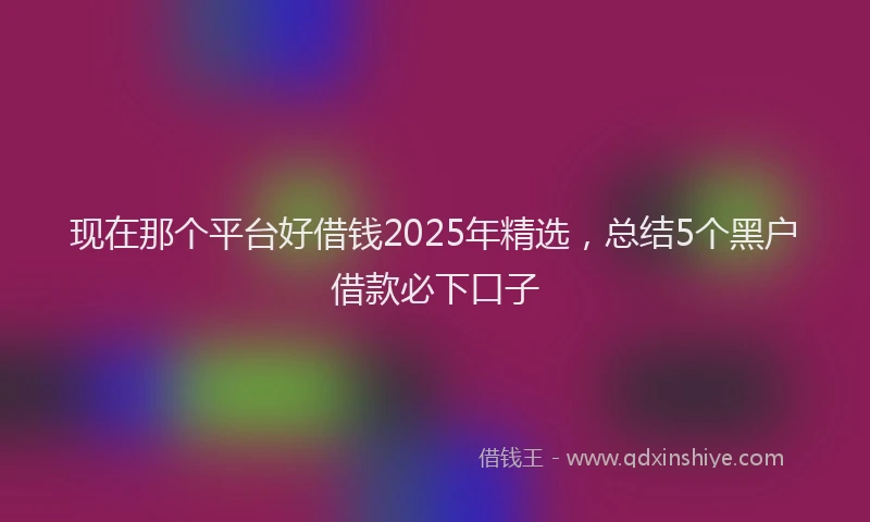 现在那个平台好借钱2025年精选，总结5个黑户借款必下口子