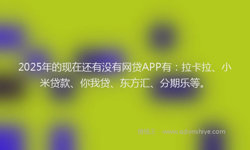 2025年的现在还有没有网贷APP有：拉卡拉、小米贷款、你我贷、东方汇、分期乐等。