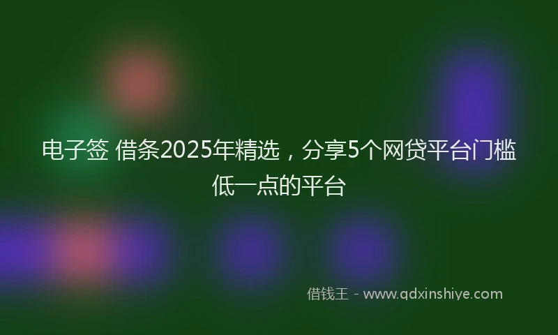 电子签 借条2025年精选，分享5个网贷平台门槛低一点的平台