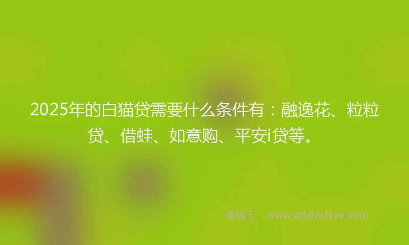 2025年的白猫贷需要什么条件有：融逸花、粒粒贷、借蛙、如意购、平安i贷等。