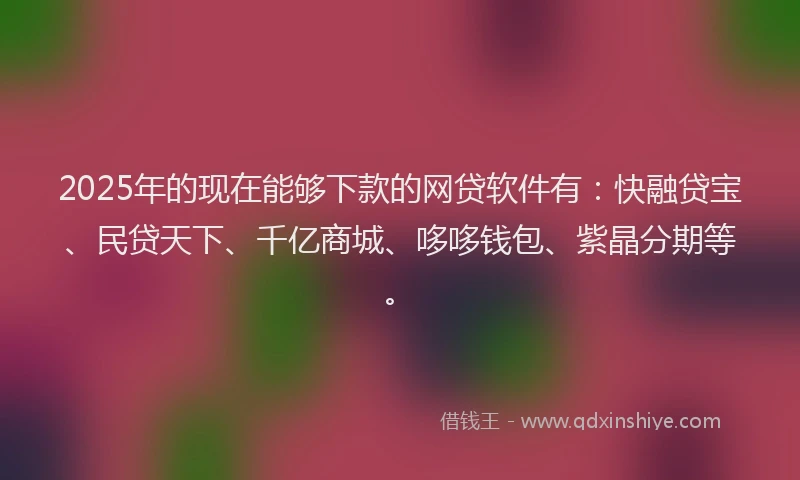 2025年的现在能够下款的网贷软件有：快融贷宝、民贷天下、千亿商城、哆哆钱包、紫晶分期等。