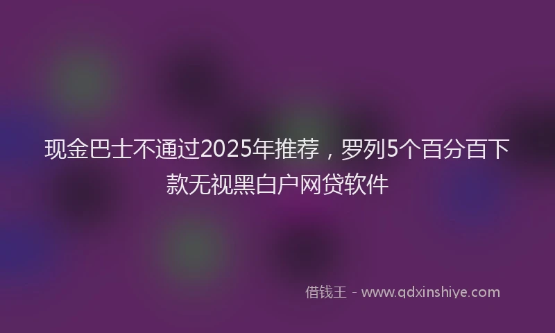 现金巴士不通过2025年推荐，罗列5个百分百下款无视黑白户网贷软件