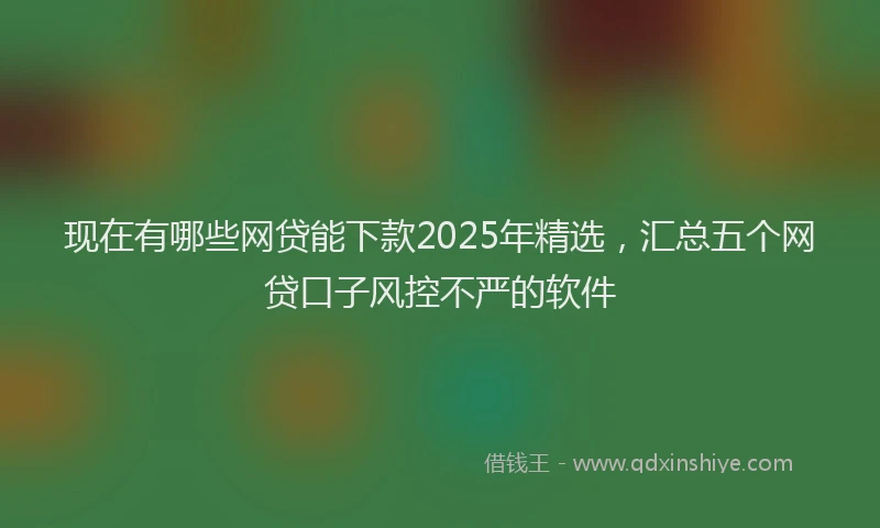 现在有哪些网贷能下款2025年精选，汇总五个网贷口子风控不严的软件