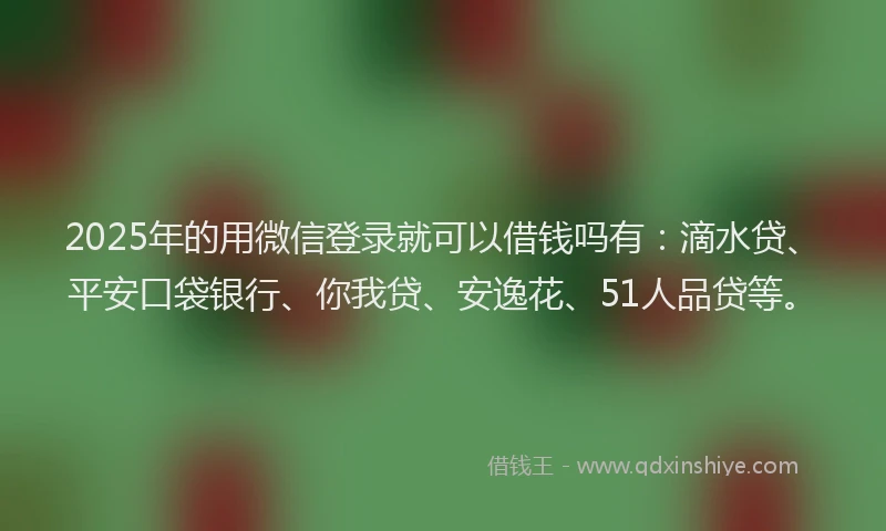 2025年的用微信登录就可以借钱吗有：滴水贷、平安口袋银行、你我贷、安逸花、51人品贷等。