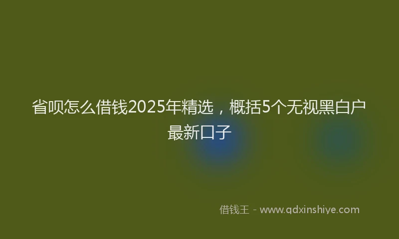 省呗怎么借钱2025年精选，概括5个无视黑白户最新口子