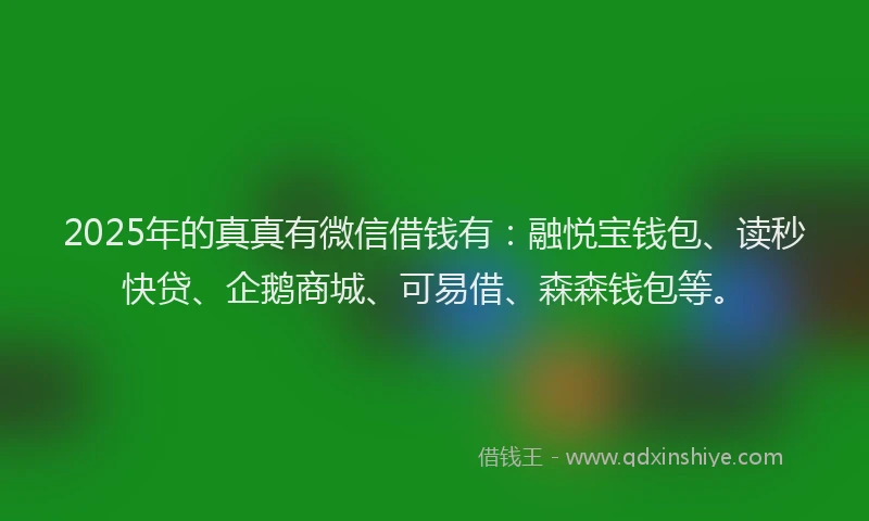 2025年的真真有微信借钱有：融悦宝钱包、读秒快贷、企鹅商城、可易借、森森钱包等。