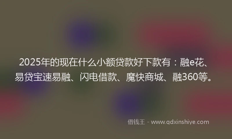 2025年的现在什么小额贷款好下款有：融e花、易贷宝速易融、闪电借款、魔快商城、融360等。