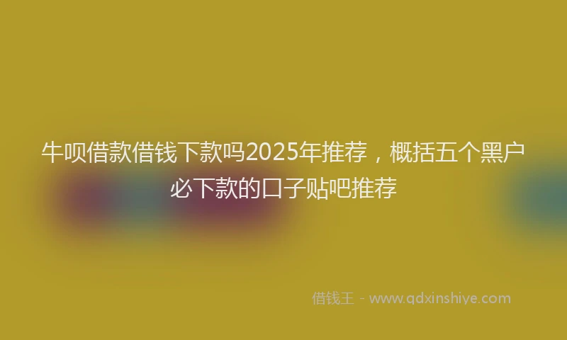 牛呗借款借钱下款吗2025年推荐，概括五个黑户必下款的口子贴吧推荐