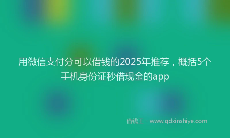 用微信支付分可以借钱的2025年推荐，概括5个手机身份证秒借现金的app