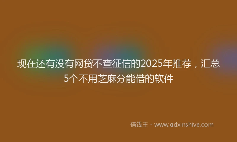 现在还有没有网贷不查征信的2025年推荐，汇总5个不用芝麻分能借的软件