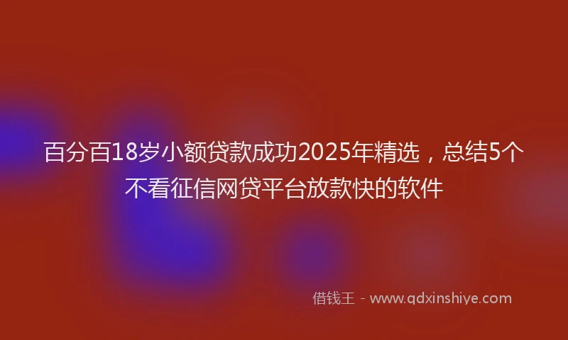 百分百18岁小额贷款成功2025年精选，总结5个不看征信网贷平台放款快的软件