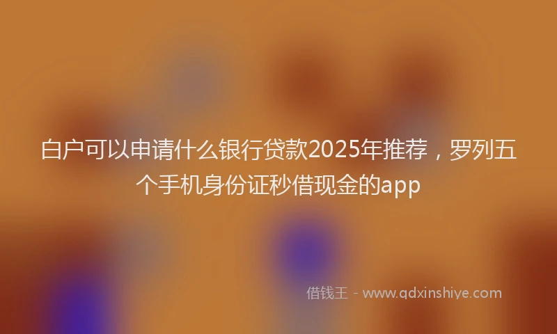 白户可以申请什么银行贷款2025年推荐，罗列五个手机身份证秒借现金的app