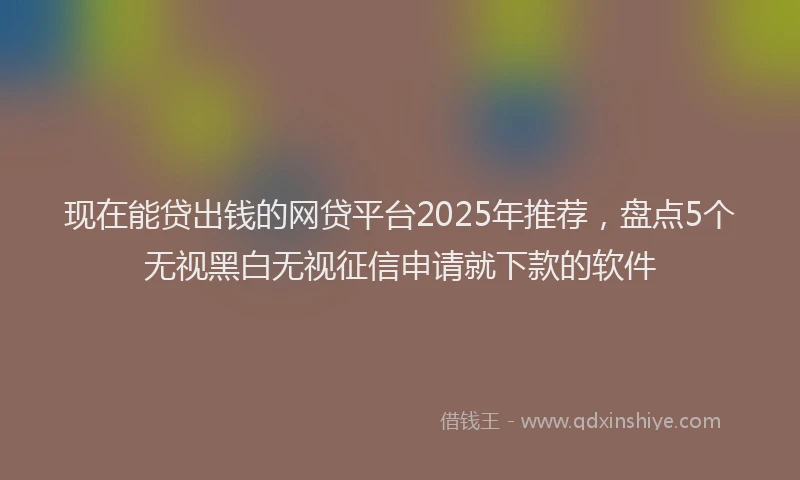 现在能贷出钱的网贷平台2025年推荐，盘点5个无视黑白无视征信申请就下款的软件