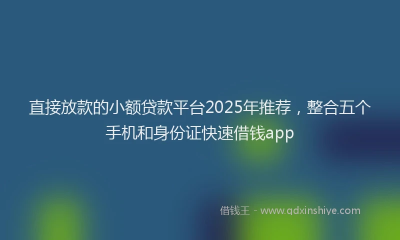 直接放款的小额贷款平台2025年推荐，整合五个手机和身份证快速借钱app