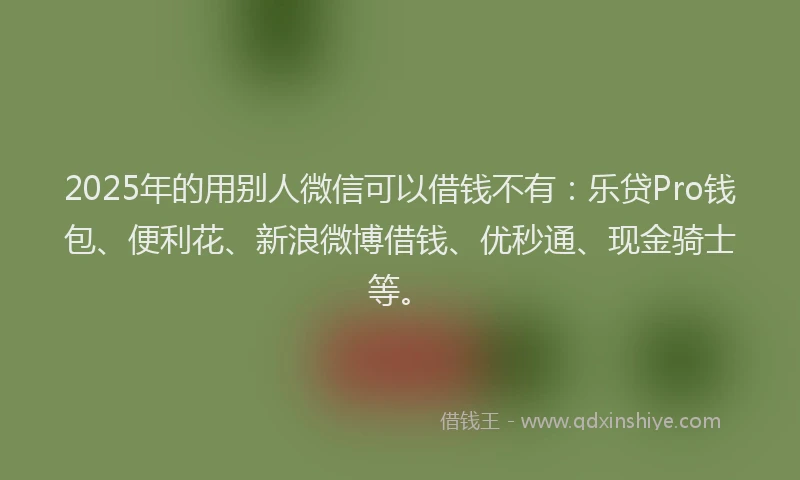 2025年的用别人微信可以借钱不有：乐贷Pro钱包、便利花、新浪微博借钱、优秒通、现金骑士等。