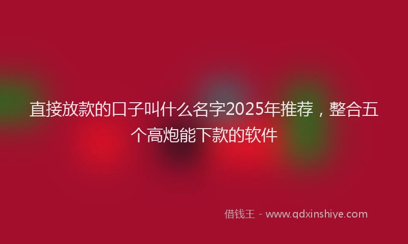 直接放款的口子叫什么名字2025年推荐，整合五个高炮能下款的软件