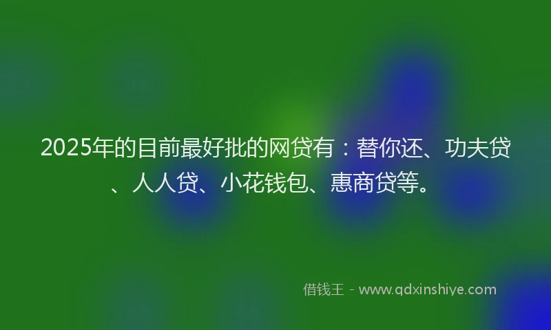 2025年的目前最好批的网贷有：替你还、功夫贷、人人贷、小花钱包、惠商贷等。