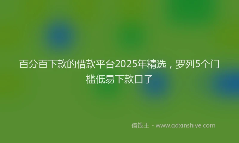 百分百下款的借款平台2025年精选，罗列5个门槛低易下款口子