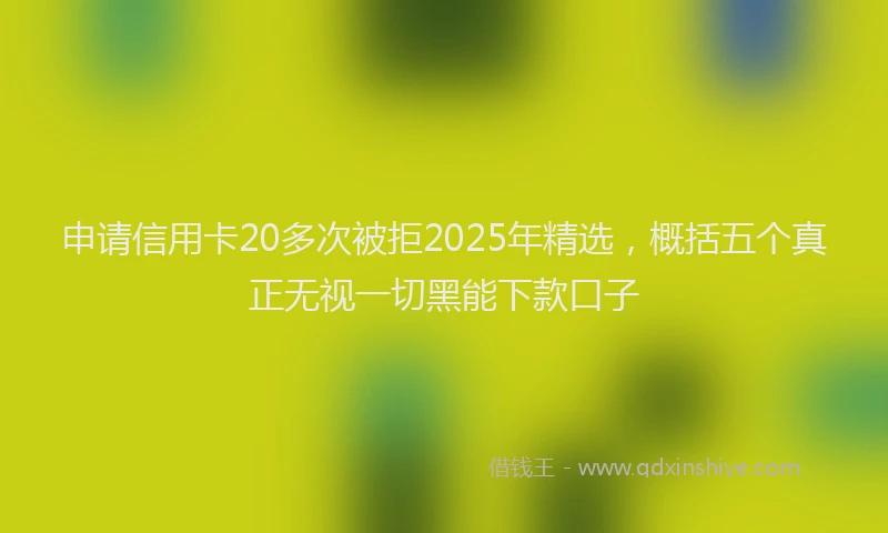 申请信用卡20多次被拒2025年精选，概括五个真正无视一切黑能下款口子