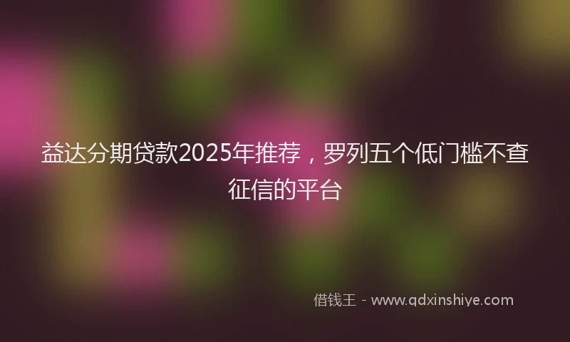 益达分期贷款2025年推荐，罗列五个低门槛不查征信的平台