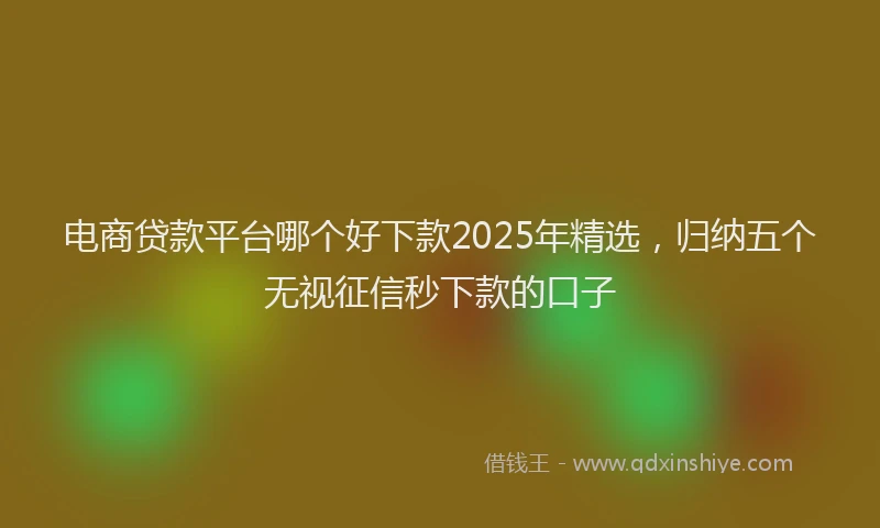 电商贷款平台哪个好下款2025年精选，归纳五个无视征信秒下款的口子