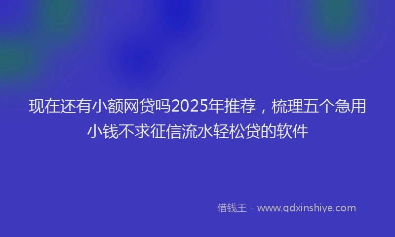 现在还有小额网贷吗2025年推荐，梳理五个急用小钱不求征信流水轻松贷的软件