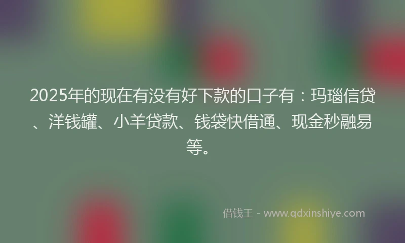 2025年的现在有没有好下款的口子有：玛瑙信贷、洋钱罐、小羊贷款、钱袋快借通、现金秒融易等。