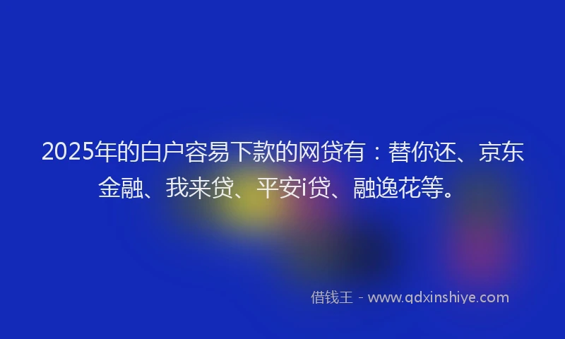 2025年的白户容易下款的网贷有：替你还、京东金融、我来贷、平安i贷、融逸花等。