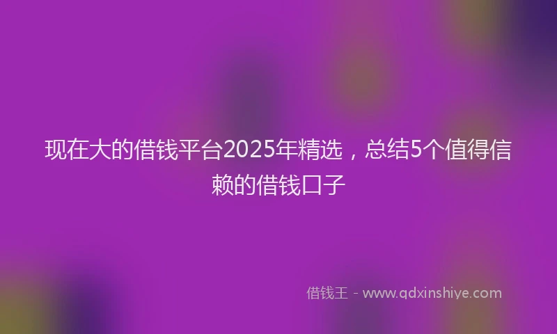 现在大的借钱平台2025年精选，总结5个值得信赖的借钱口子