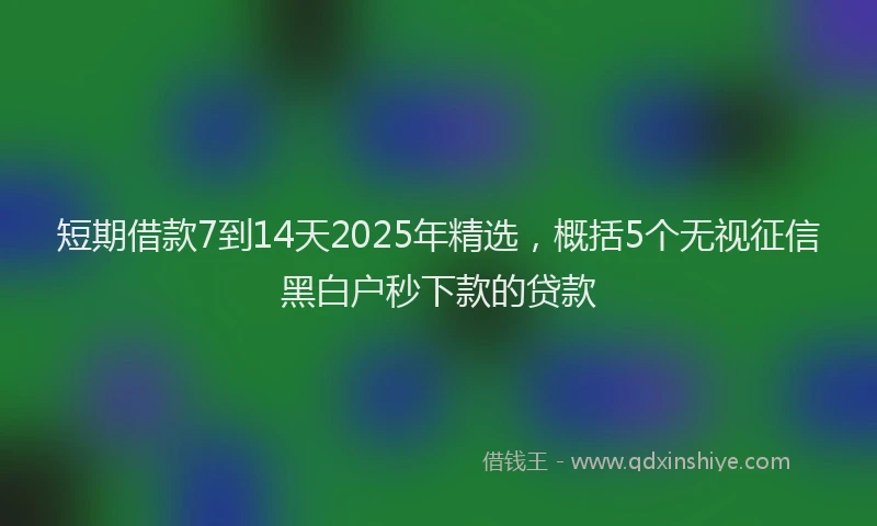 短期借款7到14天2025年精选，概括5个无视征信黑白户秒下款的贷款