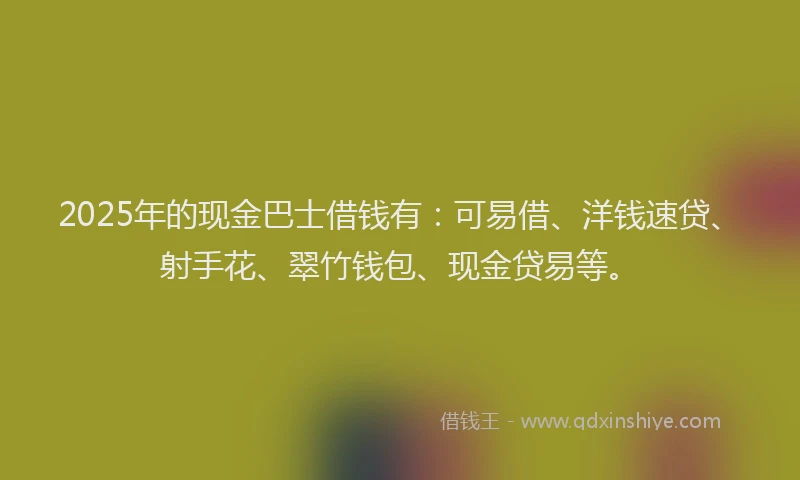 2025年的现金巴士借钱有：可易借、洋钱速贷、射手花、翠竹钱包、现金贷易等。