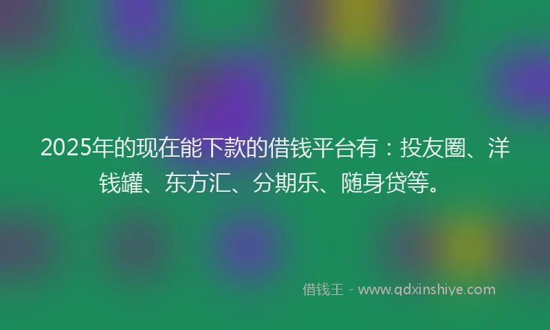 2025年的现在能下款的借钱平台有：投友圈、洋钱罐、东方汇、分期乐、随身贷等。