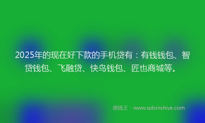 2025年的现在好下款的手机贷有：有钱钱包、智贷钱包、飞融贷、快鸟钱包、匠也商城等。