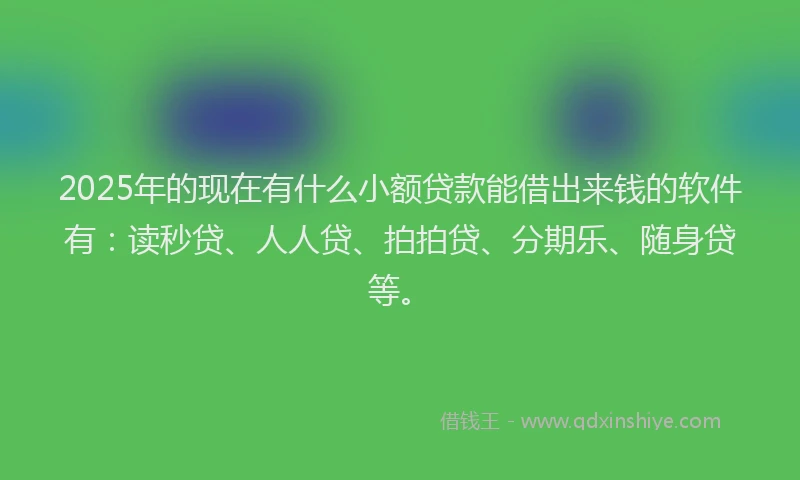 2025年的现在有什么小额贷款能借出来钱的软件有：读秒贷、人人贷、拍拍贷、分期乐、随身贷等。
