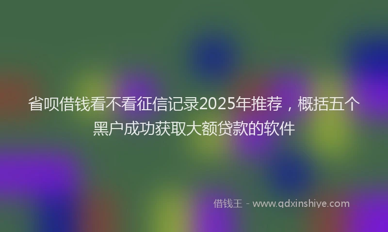省呗借钱看不看征信记录2025年推荐，概括五个黑户成功获取大额贷款的软件