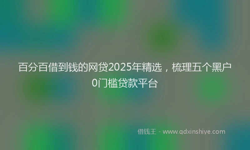 百分百借到钱的网贷2025年精选，梳理五个黑户0门槛贷款平台