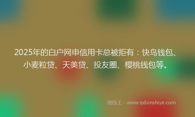 2025年的白户网申信用卡总被拒有：快鸟钱包、小麦粒贷、天美贷、投友圈、樱桃钱包等。
