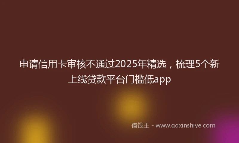 申请信用卡审核不通过2025年精选，梳理5个新上线贷款平台门槛低app