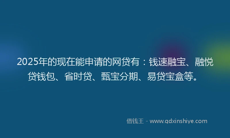 2025年的现在能申请的网贷有：钱速融宝、融悦贷钱包、省时贷、甄宝分期、易贷宝盒等。