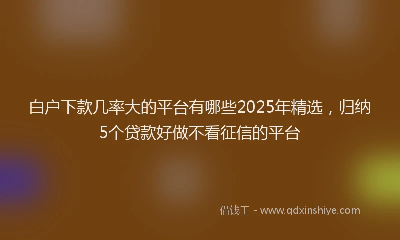 白户下款几率大的平台有哪些2025年精选，归纳5个贷款好做不看征信的平台