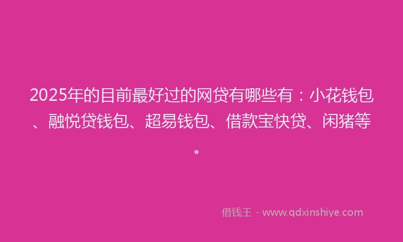 2025年的目前最好过的网贷有哪些有：小花钱包、融悦贷钱包、超易钱包、借款宝快贷、闲猪等。