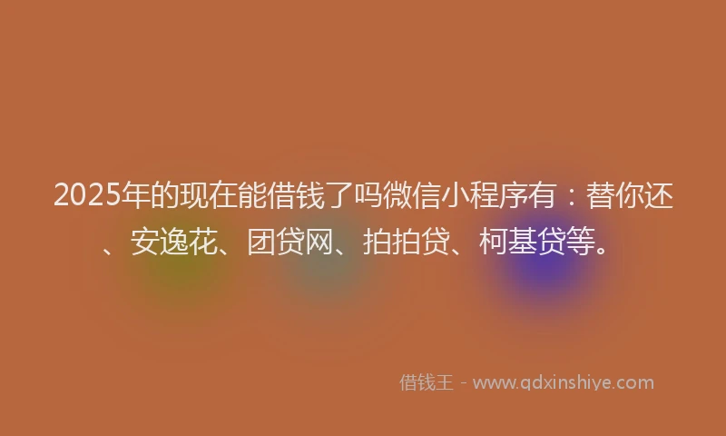 2025年的现在能借钱了吗微信小程序有：替你还、安逸花、团贷网、拍拍贷、柯基贷等。