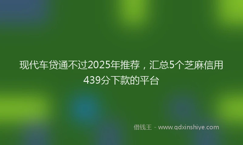 现代车贷通不过2025年推荐，汇总5个芝麻信用439分下款的平台