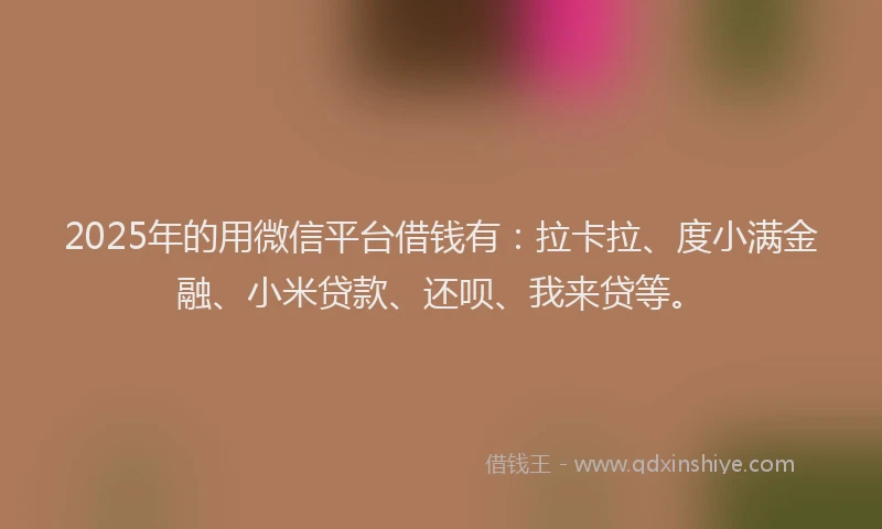 2025年的用微信平台借钱有：拉卡拉、度小满金融、小米贷款、还呗、我来贷等。
