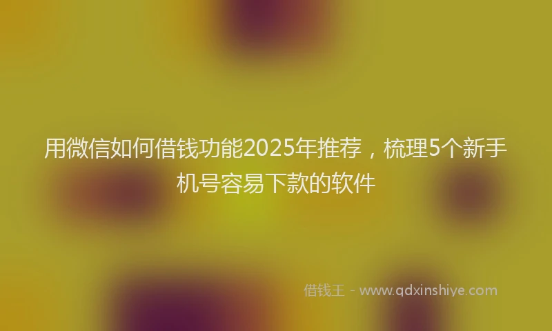 用微信如何借钱功能2025年推荐，梳理5个新手机号容易下款的软件