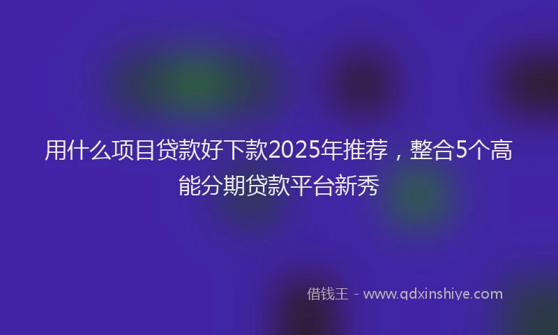 用什么项目贷款好下款2025年推荐，整合5个高能分期贷款平台新秀