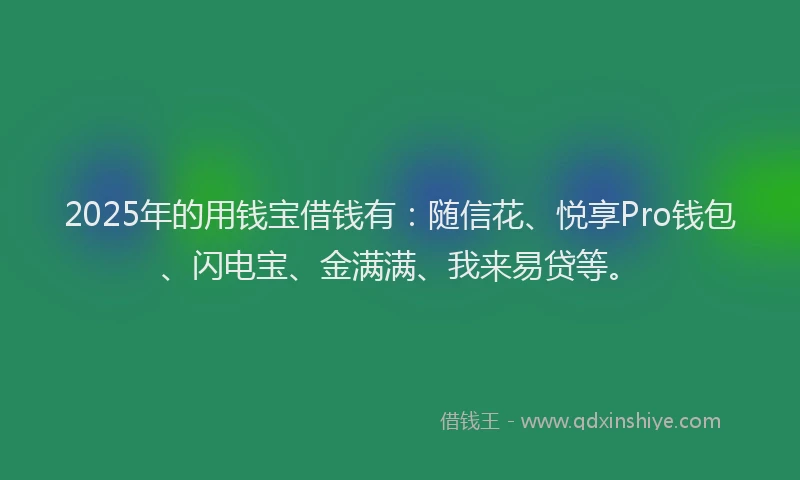 2025年的用钱宝借钱有：随信花、悦享Pro钱包、闪电宝、金满满、我来易贷等。