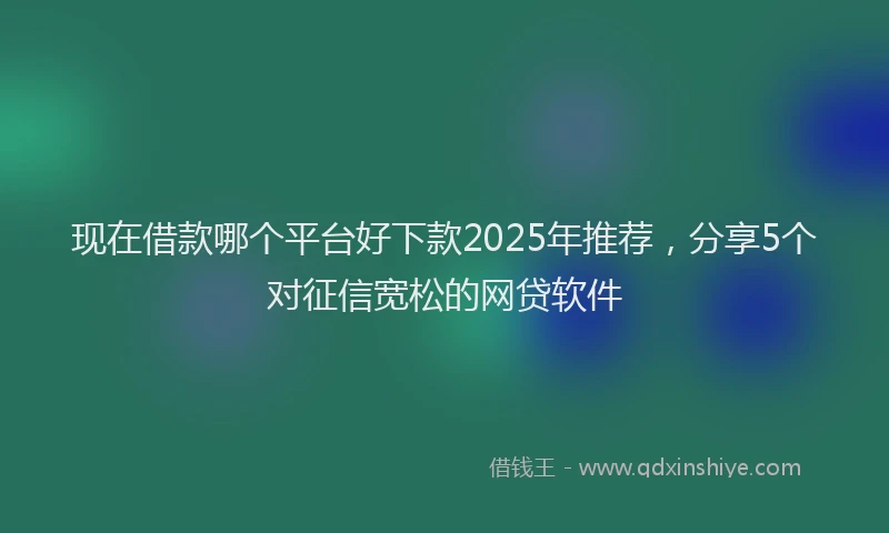 现在借款哪个平台好下款2025年推荐，分享5个对征信宽松的网贷软件